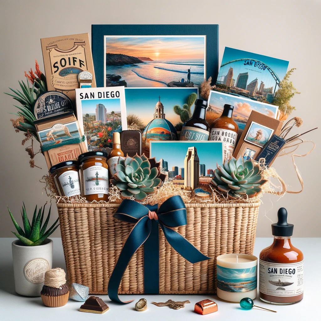 San Diego-themed gift basket